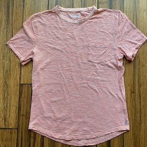 Mens striped white and orange short sleeve Express T-shirt - Medium